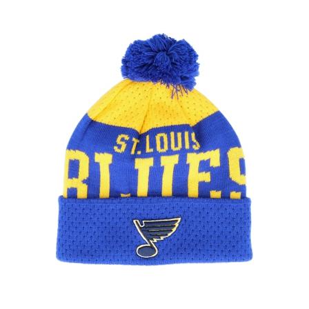 Outerstuff - NHL Blauw pom Beanie - St. Louis Blues Stretchark Knit Royal/Yellow Pom @ Hatstore