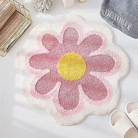 Antislip Bademåtte til Badeværelse, Absorberende Bademåtte, Sød Blomst Badeværelsesmåtte Brusematte, bathr