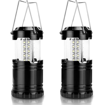 Sammenklappelig LED-campinglampe, der drives af batteri