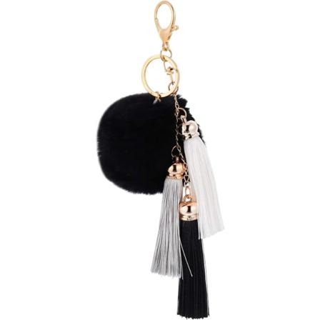 1 kpl avaimenperä pörröisellä pompomilla, tekoturkisavaimenperä, laukkucharmi, Wo