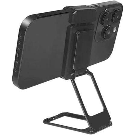 Bagklip Foldbar Telefonholder, 360° Roterende Telefonholder, Justerbar Telefonholder til Kontorbord og Magnetisk Bilmontering (Sort, 1 stk.)