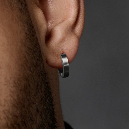 Brinco Argola Plano Prateado for Men