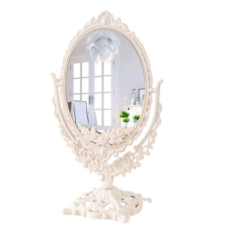 Retro Bord Spejl Dobbelt Side Rotation Makeupspejl Kosmetisk Spejl Oval Form Spejl Dobbelt Side Spejl