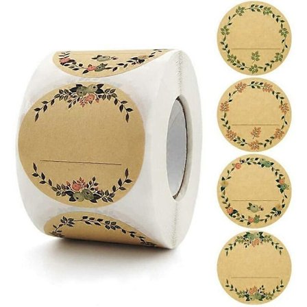 500 kpl 5 cm pyöreitä tarroja Kraft Jam itseliimautuvia etikettejä pyöreitä tarroja lahjoihin käsitöihin maustetiketteihin leivontakoristeisiin