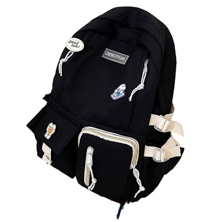 Glidelås Trykk Ryggsekk med Bjørn Anheng Stor Kapasitet Vanntett Skulder Bag for Gutter Jenter(Svart)