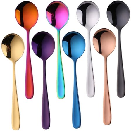 Keittolusikat 8 kpl, ruokalusikat liemilusikat, 18/10 ruostumaton teräs (värillinen)