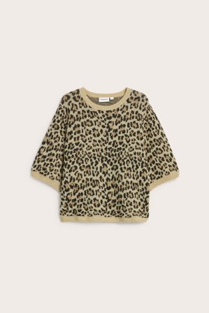 Kappahl | Sweter w panterkę z krotkim rękawem | Beżowy