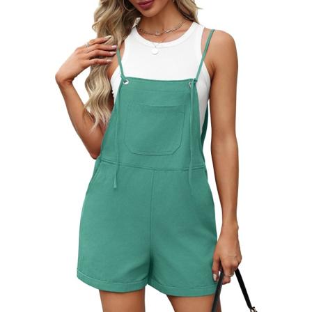EFAN Dam Shorts Overalls Ärmlös Justerbar Rem Shorts Rompers Jumpsuit Med Ficka Grön XX-Large
