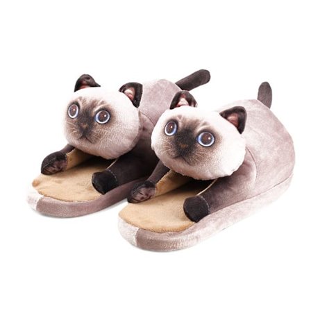 Fuzzy Kattesko til Kvinder, Behagelige Plyssede Varme Slip-on Sko