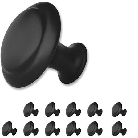 12 st skåp och lådknoppar, svarta köksknoppar, skåp och