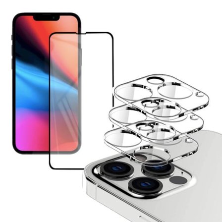 Iphone 13 [4-PACK] 2 X Linsebeskyttelse + 2 X herdet glass