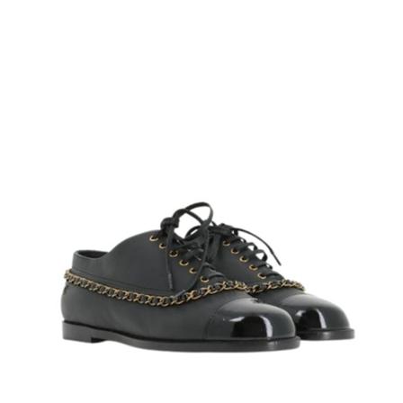 Chanel Vintage, Pre-owned Derbies Zwart, Dames, Maat:37 EU,leer