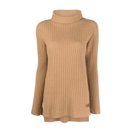 Twinset, Seamless Ribbed Turtle Neck Beige, Dames, Maat:S