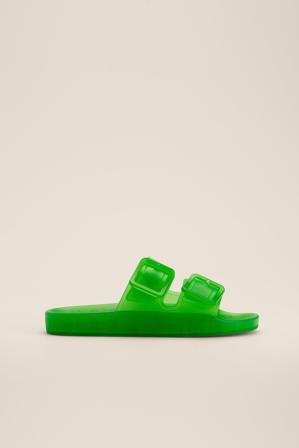 NA-KD Shoes Mules transparentes à boucle - Slip on et tongs - Vert - EU 40