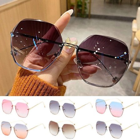 Luxury Rimless Sunglasses Women Fashion Oversized Outdoor Gradient Shades UV400
