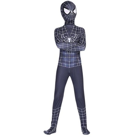 Kids Spiderman Fancy Dress Party Jumpsuit Cosplay Kostym Black white 150cm Black white 150cm