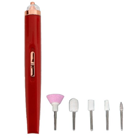 Elektrisk nagelslipningsmaskin LED-belysning 4 växlar justerbar uppladdningsbar nagelborrmaskin röd