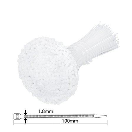 Nylonbånd 10 cm lange i hvitt og svart nylon 1 pakke med 1000, -