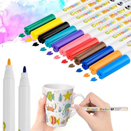 Permanent tusch 12 farver vandafvisende akryl tuschpen, glasfarvepenne, keramikmalingssæt til keramik, sten, glas, porcelæn