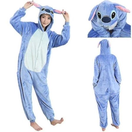Unisex Voksen Kigurumi Dyrekostyme Onesie Pyjamas Onepiece Blå Stitch