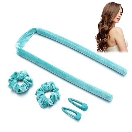 Heatless Curling Rod Headband Hair Rollers BLÅ