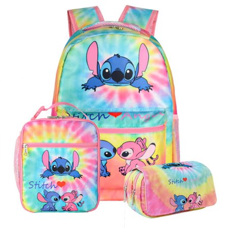 Stitch pink tredelt rygsæk stor kapacitet digitalt print rygsæk junior high school elev pige rygsæk