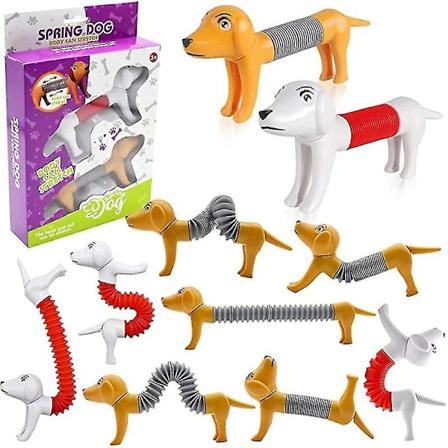 1- 4 st Novelty Spring Dog Pop Tubes Sinnesleksak Stressreducerande Bälg Leksaker För Vuxna Barn Anti-stress Klämleksaker Presenter