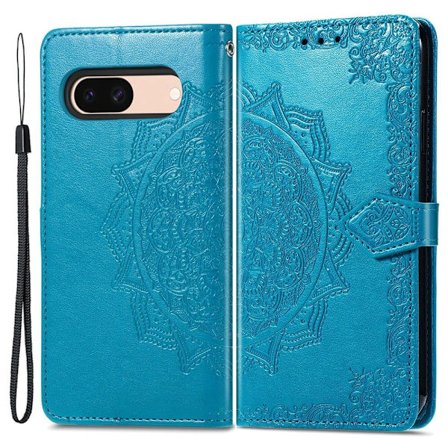 Mandala läder Google Pixel 8A fodral - Blå