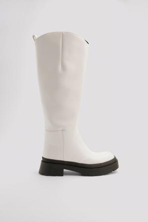 NA-KD Shoes Bottes à tige large arrondies - Bottes & Bottines - OffBlanc - EU 40