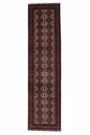 125X475 Kunduz Tæppe Løber Sort/Brun Afghanistan Carpetvista