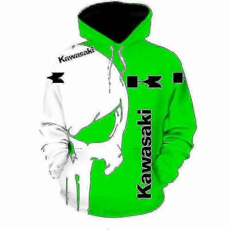 2022 Och Ny Kawasaki 3D-skrivare Digital Dragkedja Hoodie Motorcykel Löpar Hoodie Män Damer Ny