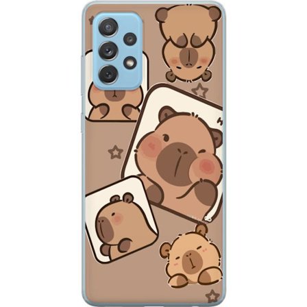 Kompatibelt Mobildeksel til Samsung Samsung Galaxy A52 5G Capybara Frame Friends Lekekamerater Lekent design med små kapybaraer i firkanter med stjer