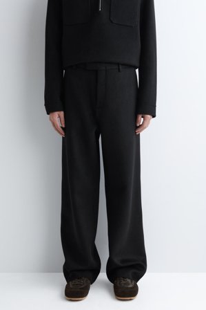 COS Homme Pantalon Droit En Laine Double Face in Noir