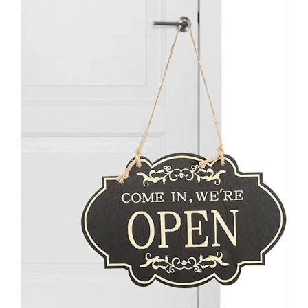 Åben og Lukket Skilt, Dobbeltsidet Åben Lukket Skilt i Træ, Rustikke Lukket Skilte i Træ til Dør, Åben Lukket Dør