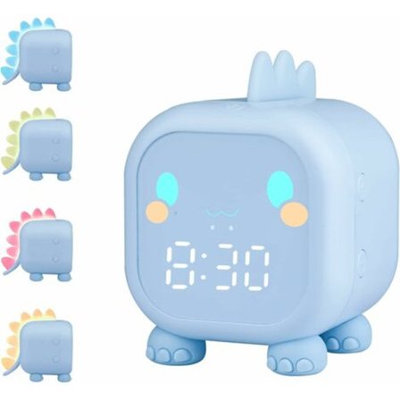 ZKIAH Digitaalinen lasten herätyskello, söpö herätyskello 2 hälytystä Musiikin äänenvoimakkuus Säädettävä Monitoiminen Ajastin Yövalo Countdo