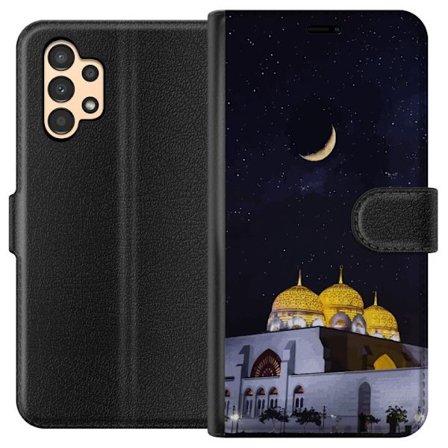 Kompatibel Tegnebogsetui til Samsung Galaxy A13 Stjerneklar nat med gyldne kupler og halvmåne over oplyst moské
