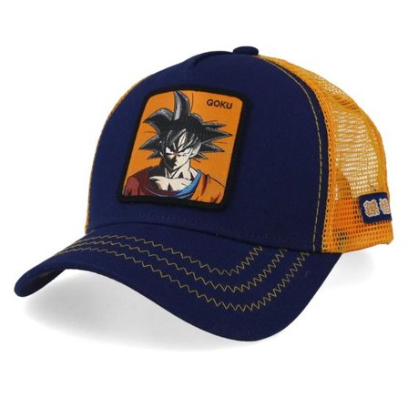 Capslab - Blå trucker Keps - Dragon Ball Goku Royal/Orange Trucker @ Hatstore