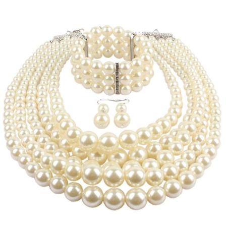 3 stk Rhinestone Crown Tiaras Halskjede øredobber sett
