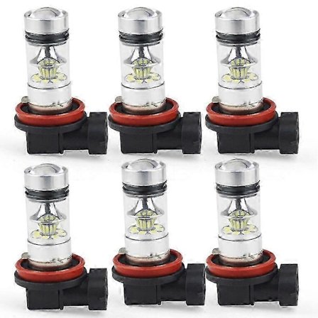 6st H8 H9 H11 6000K Super Vit 100W 1000LM LED Strålkastarlampor Kit Dimljus Bil Körljus Varselljus