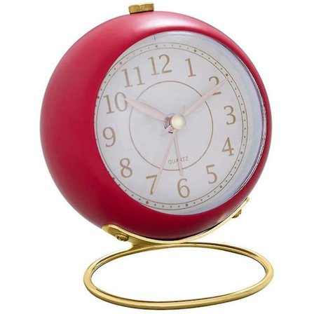 Classic Non-ticking Tabletop Alarm Clock With Backlight, Battery Operated Desk Clock With Hd Glass