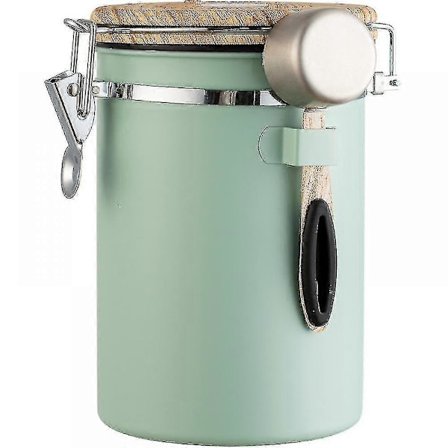 Kaffeburk, Lufttät Kaffebehållare i Rostfritt Stål för Köket, Livsmedelsförvaring med Skopa, Datumspårare och CO2-ventil för Bönor, Malet Kaffe, Te