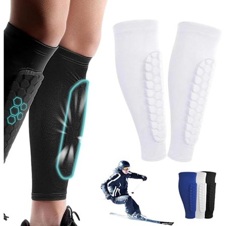 Honeycomb leggbeskytterbelte silikon sklisikker, anti-kollisjon ventilerende sportsleggbeskyttere, hvit XL White