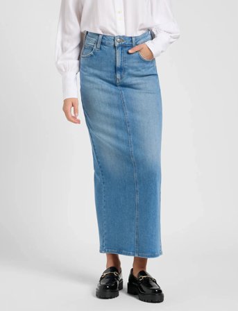 Lee Jeans Back Slit Maxi Skirt - Blue - 28