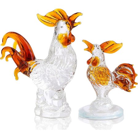 2 kpl Ruskea Kristalli Kana Kukko Figuuri Pöytä Taide Veistos Koriste Käsin Puhallettu Lasinen Tilallinen Eläin Pöytä Koriste Koriste Statue Kukko 