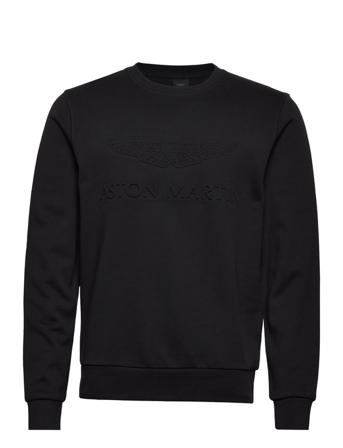 Amr Embossed Crew Sweat-shirt Genser Svart Hackett London