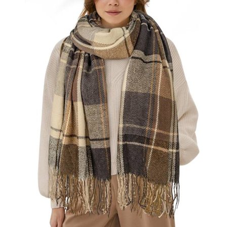 Vintertørklæde, damegave, moderigtigt langt ternet tørklæde, varmt stort ternet tæppe wrap sjal, gave til kvinder.