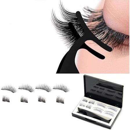 Magnetiske Falske Øjenvipper, 3d Naturlig Effekt Genanvendelige Uden Lim Ultra Tynde Håndlavede Falske Øjenvipper, med Pincet (8 Stykker)