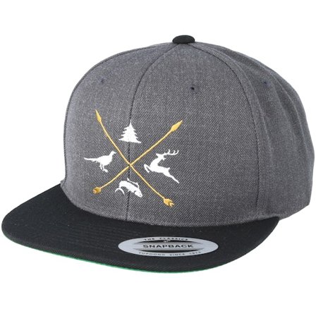 Hunter - Grey snapback Czapka Z Daszkiem - Animals Logo Charcoal/Black Snapback @ Hatstore