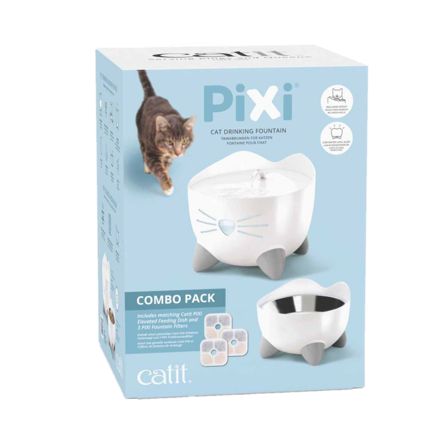 Catit - Vannfontene med matskål Pixi White - Katt - Matplass og vannfontener for katt - Vannautomater for katt - ZOO.no