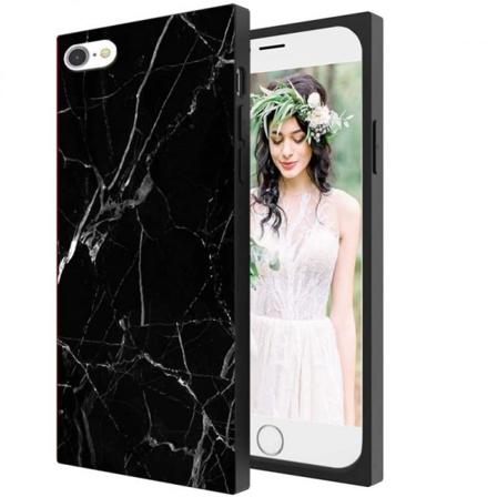 iPhone 7 Plus / 8 Plus Tyylikäs Marble Shell Square Vit